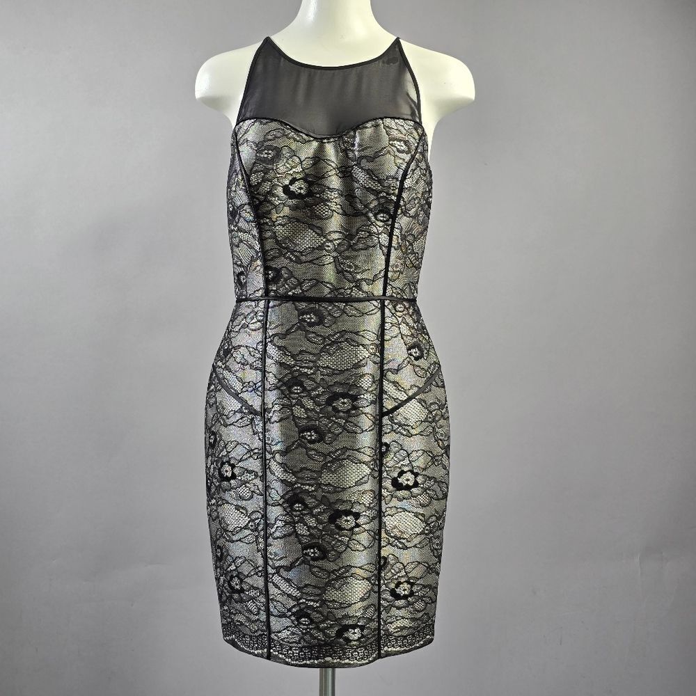 Aiden Black and Silver Lace Mini Dress (Rack8)